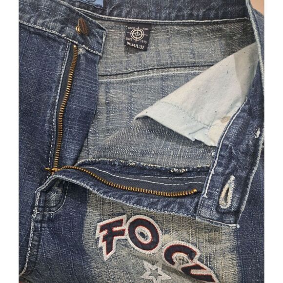 Focus vintage Mens Size 34×32 Baggy Grunge Y2k Look Jeans Denim Blue - Picture 9 of 9